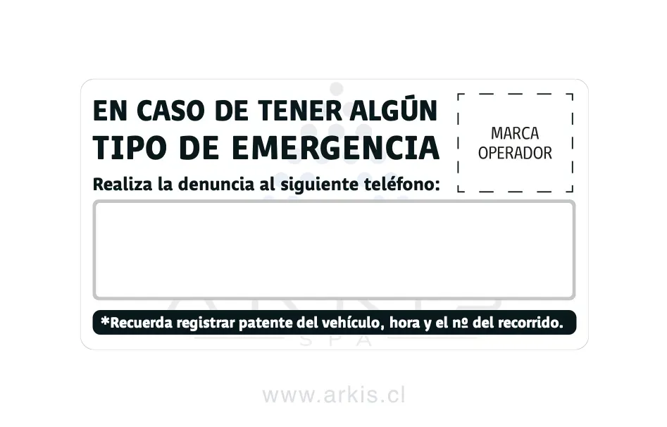 N° de emergencia para personal de conducción