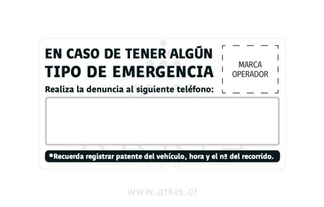 N° de emergencia para personal de conducción