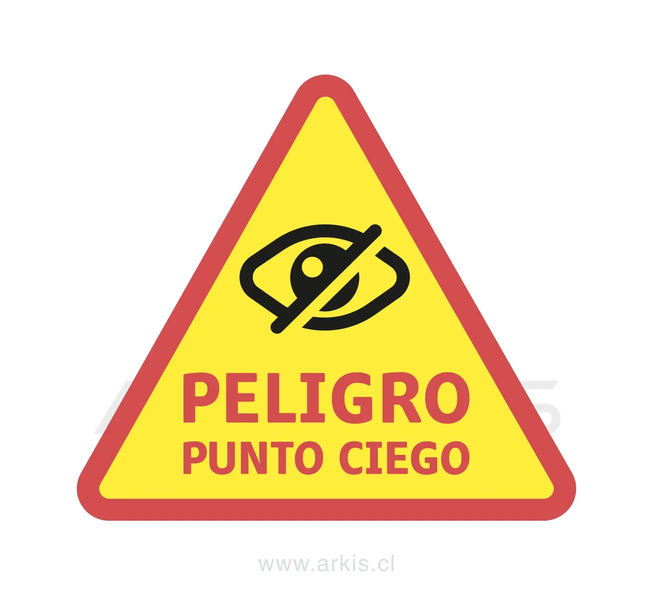 Señal de peligro de puntos ciegos lateral