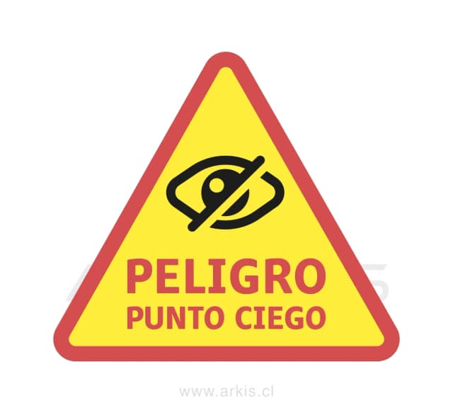 Señal de peligro de puntos ciegos lateral