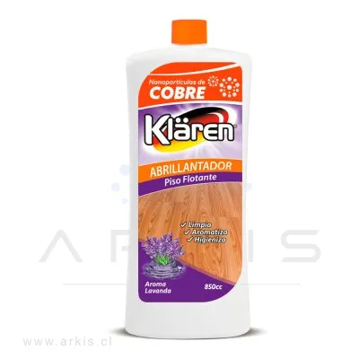 Abrillantador Piso Flotante Klaren con Partículas de Cobre Lavanda 850 ml