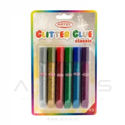 Adhesivo Glitter Artel Metálicos 6 Unidades