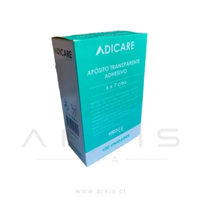Apósito Adicare Adhesivo 6x7 cm Transparente Caja de 100 Unidades
