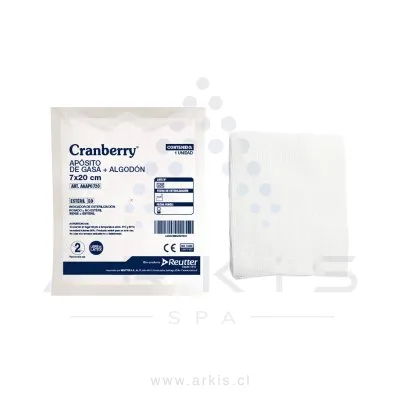 Apósito de Gasa + Algodón Cranberry 7x20 cm 10 Unidades