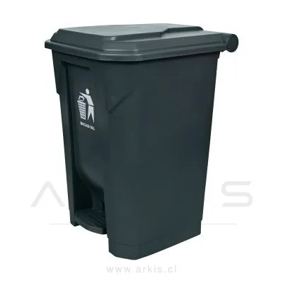 Basurero Macasi con Tapa y Pedal gris 50 L