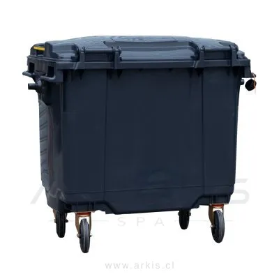 Basurero Secowash Municipal con Tapa y Ruedas 660 L Gris