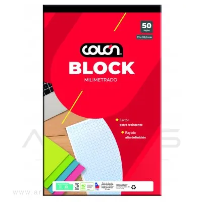 Block Colón Milimetrado 21 x 30.5 cm 50 Hojas