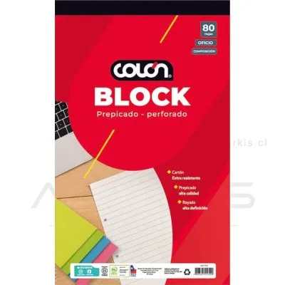 Block Colón Oficio Composición Prepicado Perforado Lineal