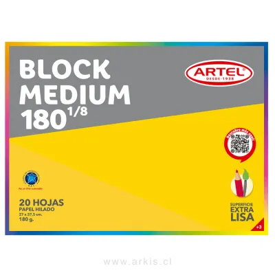 Block de Dibujo Artel 180 1/8 Medium 20 Hojas