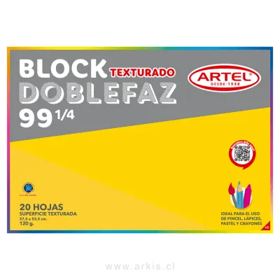 Block de Dibujo Artel 99 1/4 Doble Faz Texturado 20 Hojas