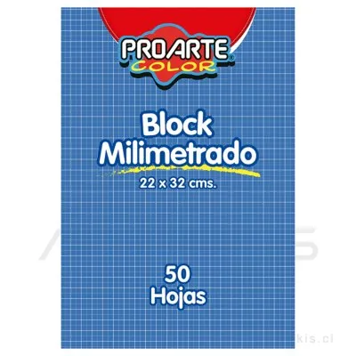 Block Proarte Milimetrado Oficio 50 Hojas Azul