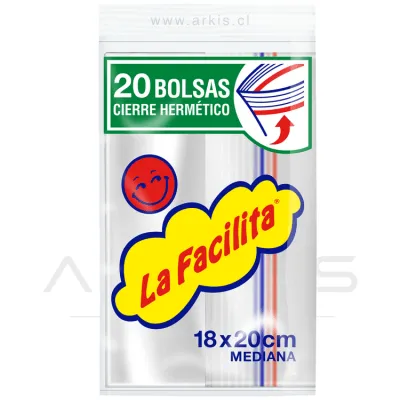 Bolsa Almacén La Facilita Cierre Hermético Mediana 20x18 cm Paquete de 20 Unidades