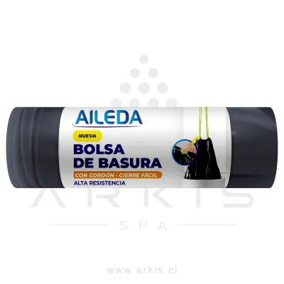 Bolsa de Aseo Aileda Cordón de Agarre 45x50 cm 20 Unidades Negro