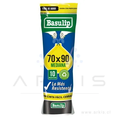 Bolsa de Aseo Basulip Mediana Fácil Cerrado 70x90 cm 10 Unidades