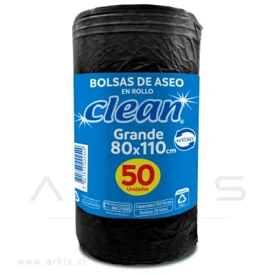 Bolsa de Aseo Clean Grande 80 x 110 cm Rollo 50 Unidades