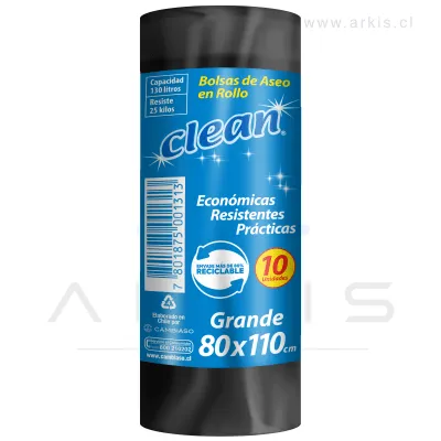 Bolsa de Aseo Clean Grande 80x110 cm 10 Unidades