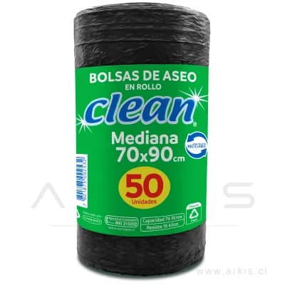 Bolsa de Aseo Clean Mediana 70 x 90 cm Rollo 50 Unidades
