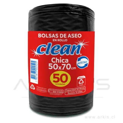Bolsa de Aseo Clean Pequeña 50 x 70 cm Rollo 50 Unidades