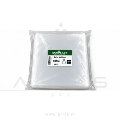 Bolsa de Aseo Ecoplast Transparente 40x50 cm 100 Unidades