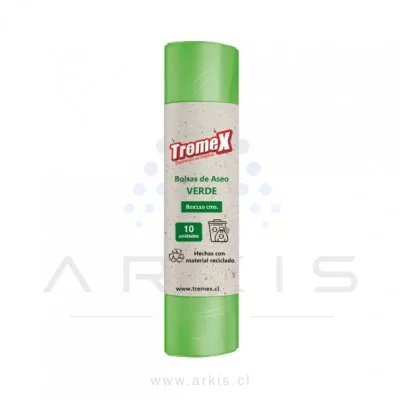 Bolsa de Aseo Tremex 80X110 cm Verde 10 Unidades