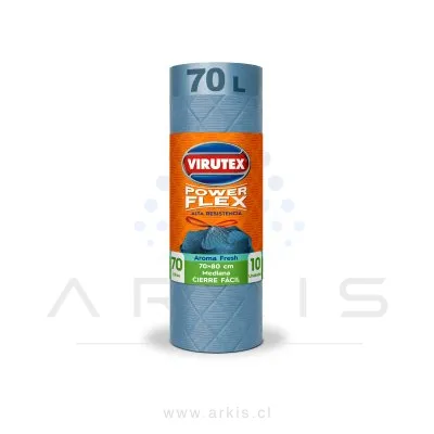 Bolsa de Aseo Virutex Power Flex Aroma Fresh Mediana 70x80 cm 10 Unidades
