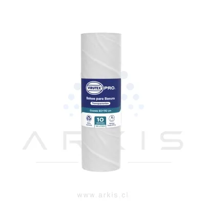 Bolsa de Aseo Virutex Pro Transparente Grande 80x110 cm 10 Unidades