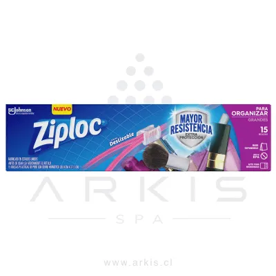 Bolsa Hermética Ziploc Cierre Fácil grande 24X27 cm Caja 15 Unidades