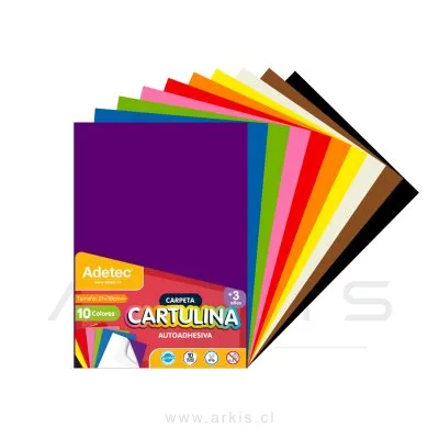 Cartulina Color Adetec A4 Adhesiva 10 Colores