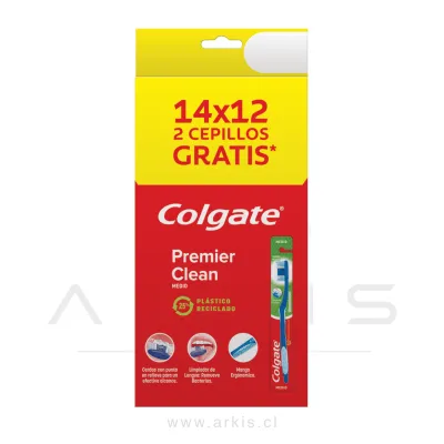 Cepillo Dental Colgate Premier Medio 12 Unidades + 2 Gratis