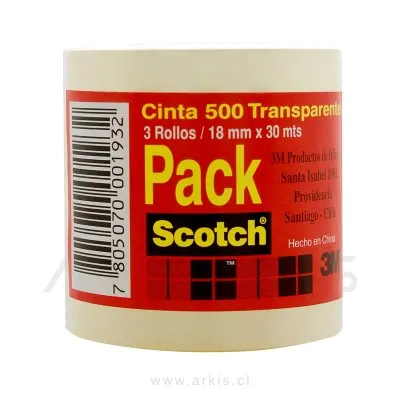 Cinta Adhesiva 3M Scotch Cristal 18 mm X 30 M Pack 3 Unidades