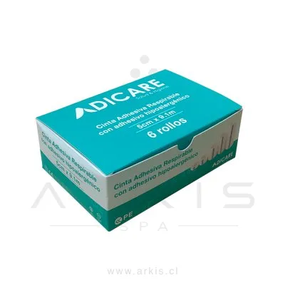 Cinta Adhesiva Médica Adicare Transparente Plástica 5 cm x 9.1 m 6 Unidades
