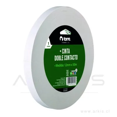 Cinta Adhesiva Torre Doble Contacto 12 mm x 50 m