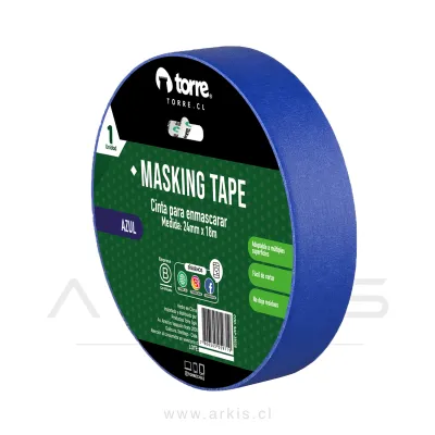 Cinta Masking Torre 24mmX18M Azul