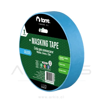 Cinta Masking Torre 24mmX18M Celeste