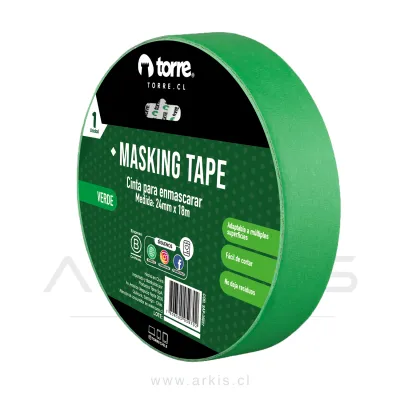Cinta Masking Torre 24mmX18M Verde