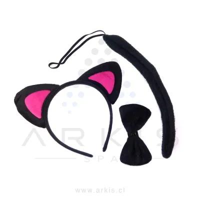 Cintillo Feco Halloween Gato Negro Set de 3 Piezas