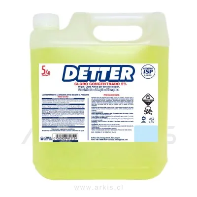 Cloro Detter Concentrado 5% Bidón 5 L