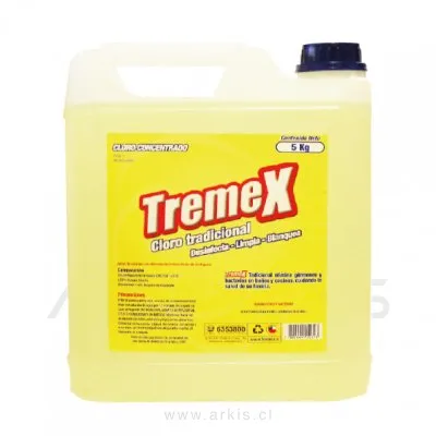 Cloro Tremex Tradicional Concentrado 5% Hipoclorito de Sodio 5 L