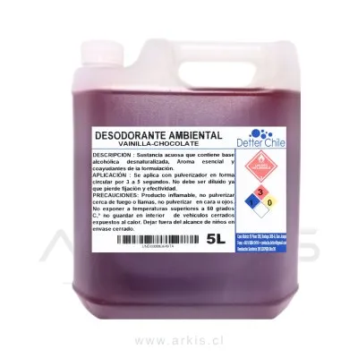 Desodorante Ambiental Detter Líquido Vainilla Chocolate 5 L