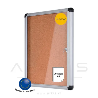 Diario Mural Vitrina Corcho 116x126.8 cm con Llave