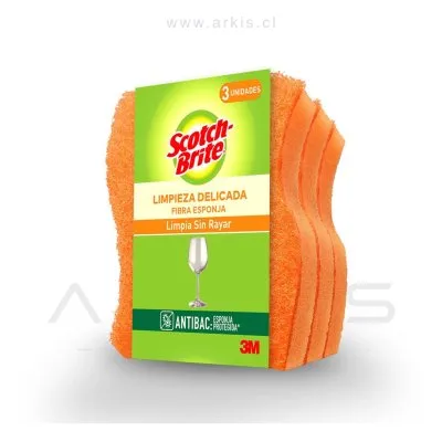 Esponja Abrasiva 3M Scotch Brite Cero Rayas Naranjo 3 Unidades