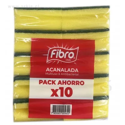 Esponja Abrasiva Fibro Acanalada 10 Unidades