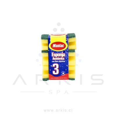 Esponja Abrasiva Manlac Anatómica 3 Unidades