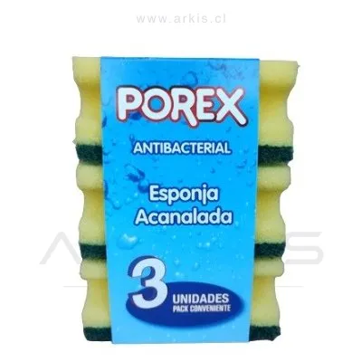 Esponja Abrasiva Porex Acanalada 3 Unidades
