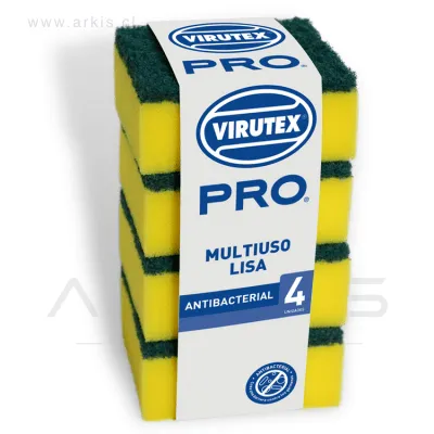 Esponja Abrasiva Virutex Pro Clásica Multiuso Lisa Display de 4 Unidades