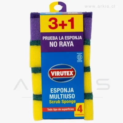 Esponja Multiuso Virutex Clásica 4 Unidades