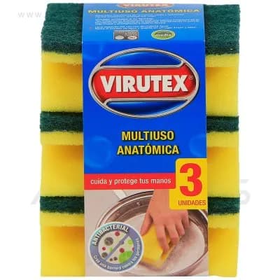 Esponja Multiuso Virutex Clásica Acanalada Display de 3 Unidades