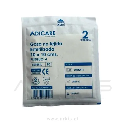 Gasa no Tejida Adicare 10x10 cm 2 Unidades x 50 Sobres