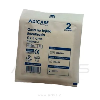 Gasa no Tejida Adicare 5x5 cm 2 Unidades x 50 Sobres