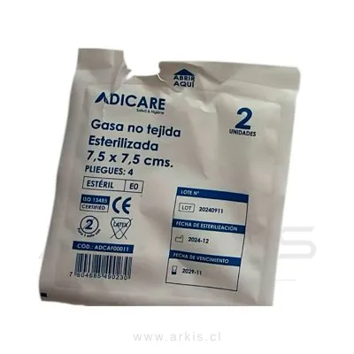 Gasa no Tejida Adicare 7.5x7.5 cm 2 Unidades x 50 Sobres